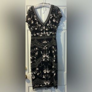 Adrianna Papell Black and Cream Floral Dress